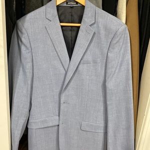 Express blue blazer with lining and pockets, wrinkle resistant extra slim